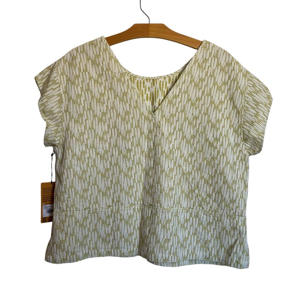 NWT Rei Cooperative Trailsmith Short Sleeve Shirt Jacquard Dusty White Size L